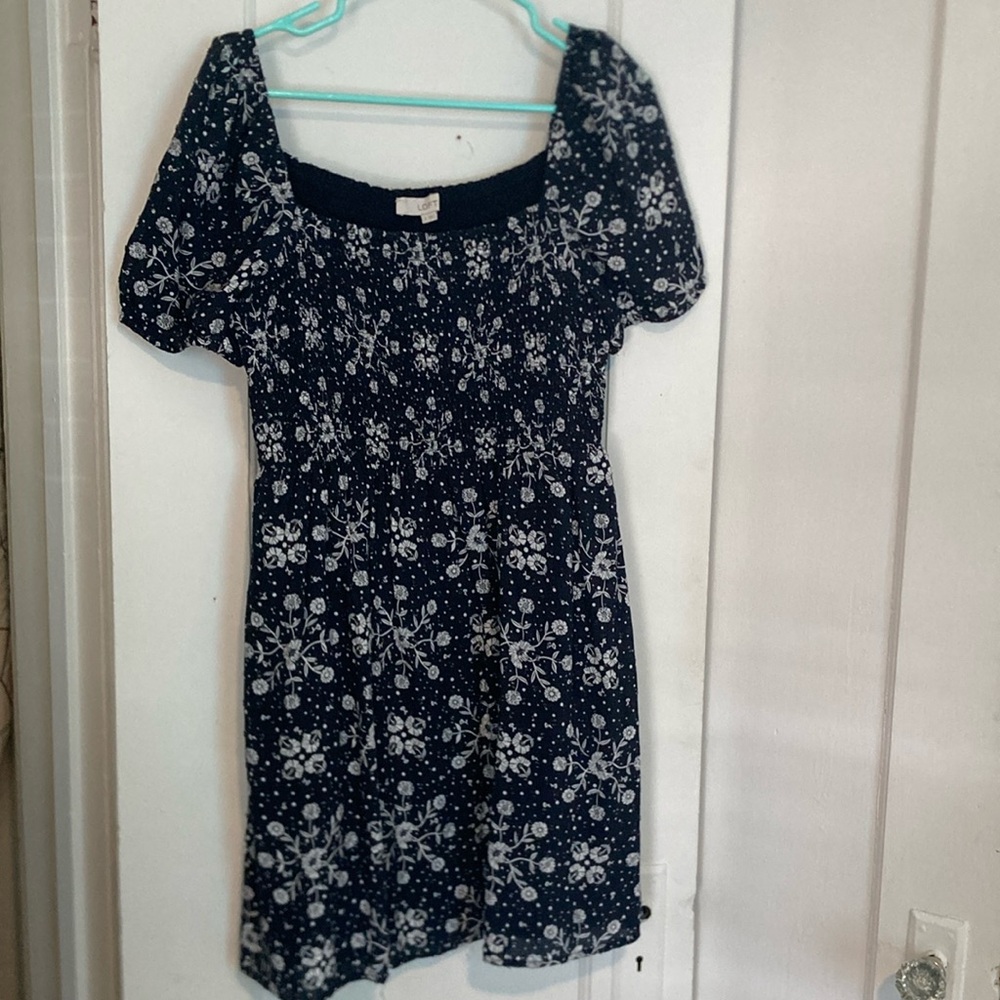 LOFT Navy and White Floral dress